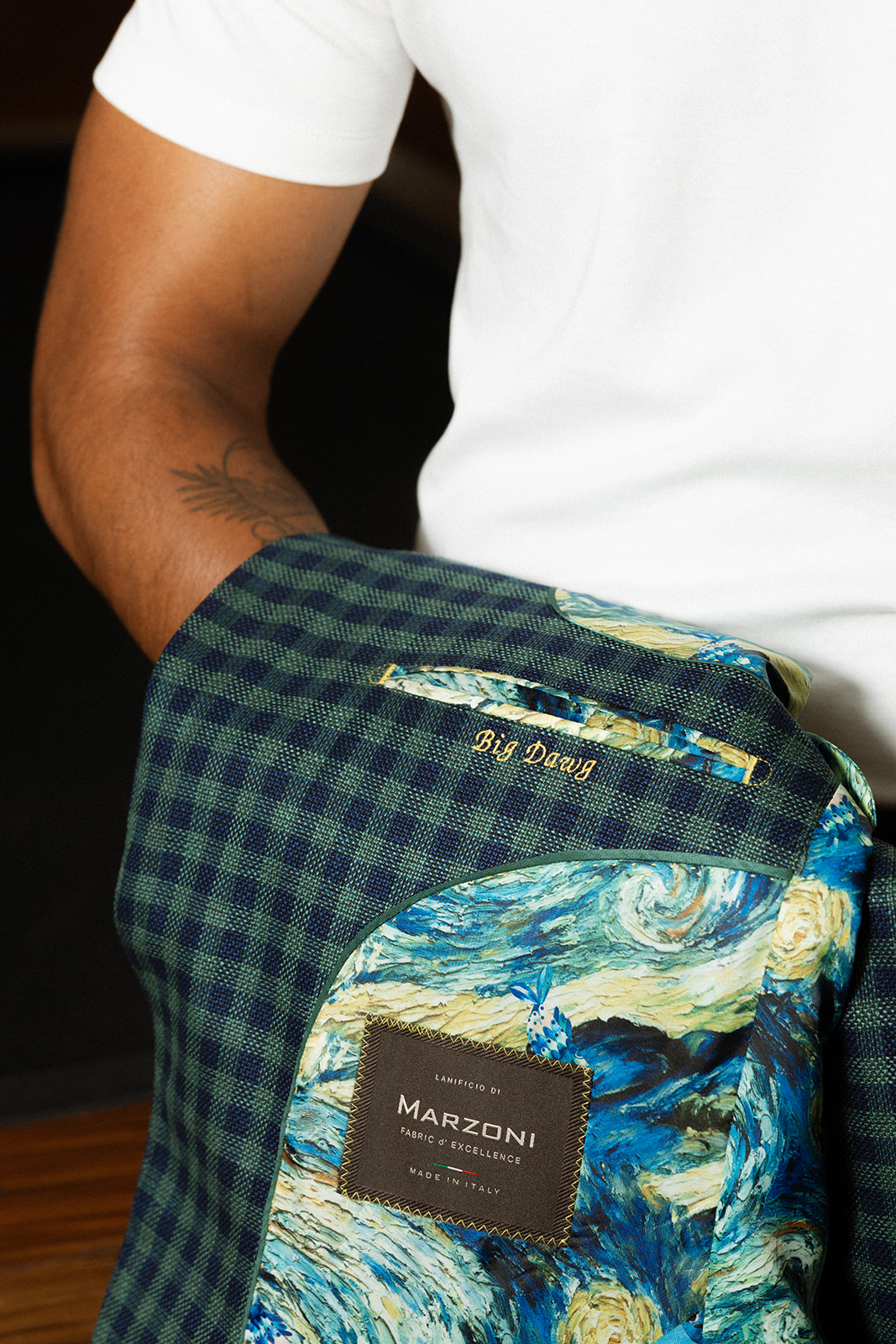 Custom jacket lined with a Van Gogh Starry Night print